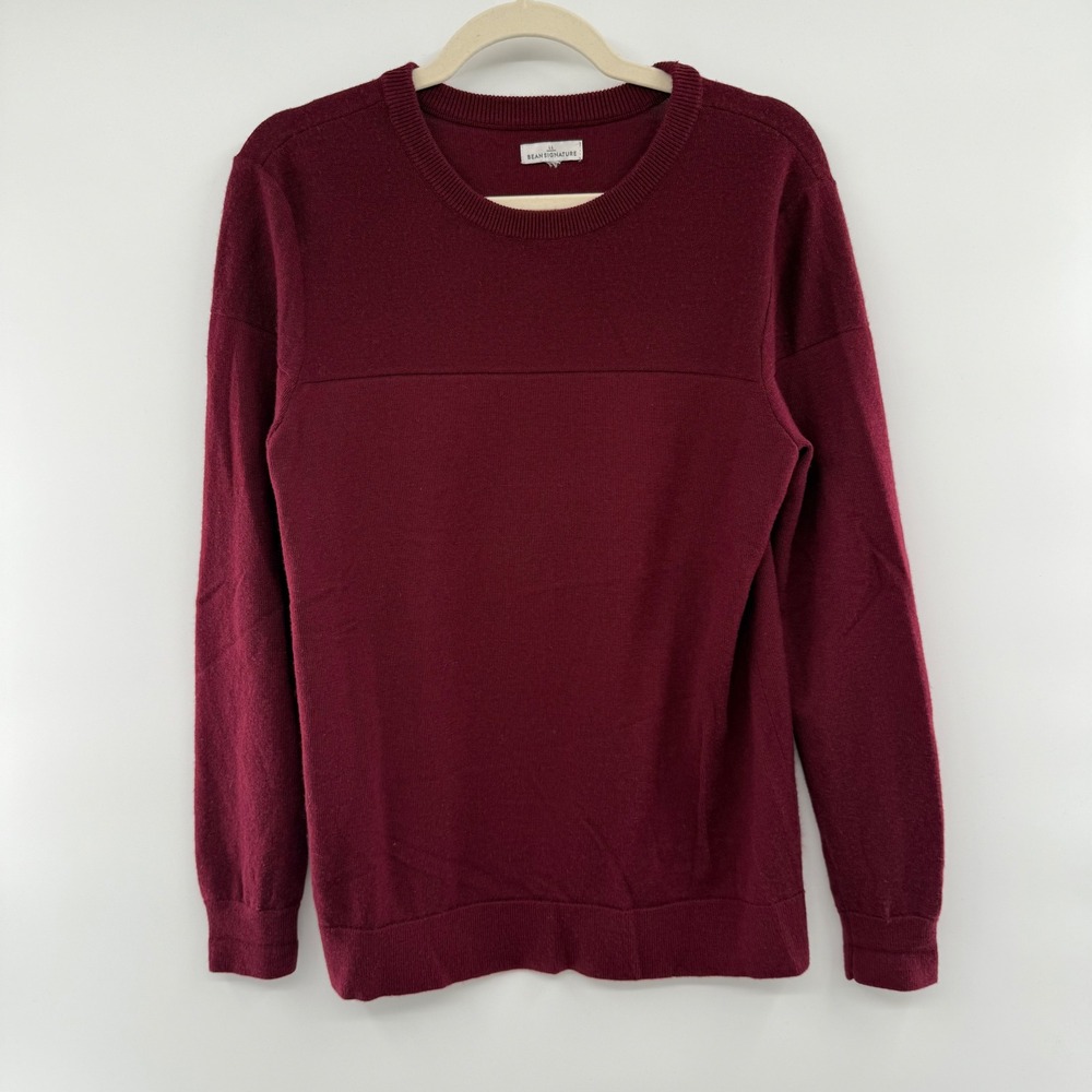 L.L.Bean Signature Merino Wool Sweater Women's LL Bean Burgundy Crewneck‎